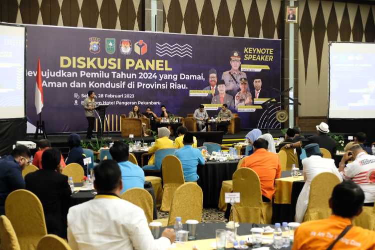 Dibuka Wakapolda Riau, Diskusi Panel Wujudkan Pemilu Damai dan Kondusif Pada Tahun 2024 Sukses Digelar